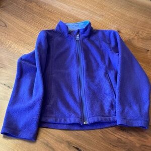 Kids LLBean fleece front zip purple jacket. Size L
